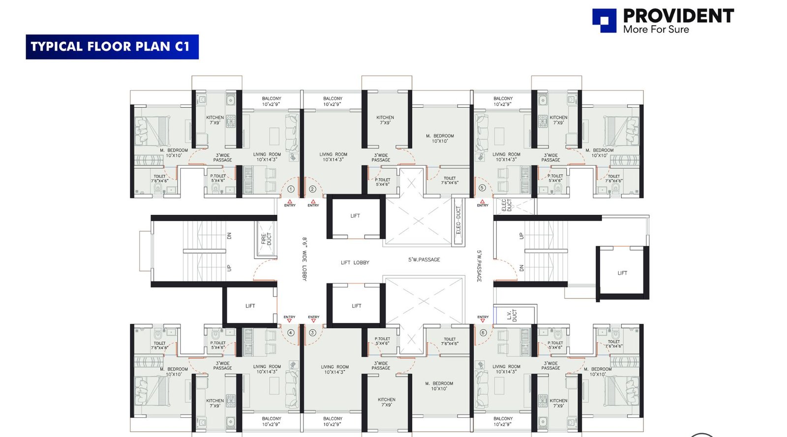 Puravankara-Provident-palm-Vista-Typical-Floor-Plan-C1